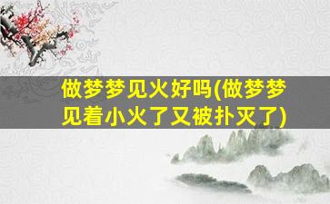 做梦梦见火好吗(做梦梦见着小火了又被扑灭了)