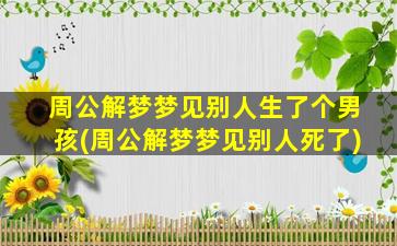 周公解梦梦见别人生了个男孩(周公解梦梦见别人死了)