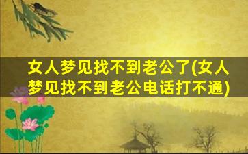 女人梦见找不到老公了(女人梦见找不到老公电话打不通)