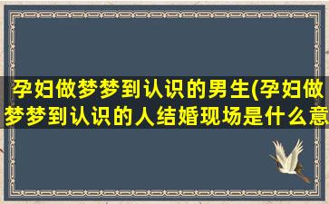 孕妇做梦梦到认识的男生(孕妇做梦梦到认识的人结婚现场是什么意思)