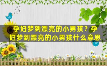 孕妇梦到漂亮的小男孩？孕妇梦到漂亮的小男孩什么意思