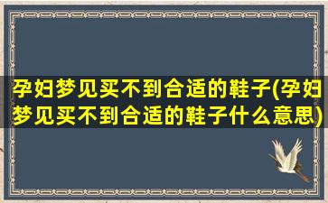 孕妇梦见买不到合适的鞋子(孕妇梦见买不到合适的鞋子什么意思)