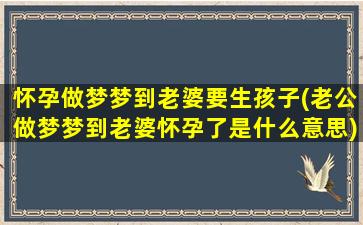 怀孕做梦梦到老婆要生孩子(老公做梦梦到老婆怀孕了是什么意思)