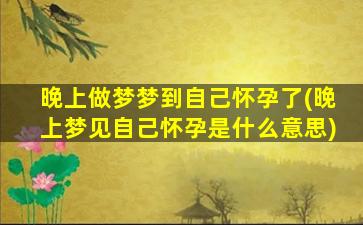 晚上做梦梦到自己怀孕了(晚上梦见自己怀孕是什么意思)