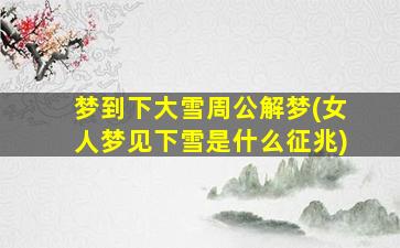 梦到下大雪周公解梦(女人梦见下雪是什么征兆)