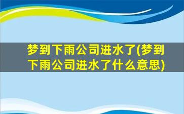 梦到下雨公司进水了(梦到下雨公司进水了什么意思)