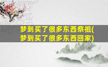 梦到买了很多东西祭祖(梦到买了很多东西回家)