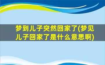 梦到儿子突然回家了(梦见儿子回家了是什么意思啊)