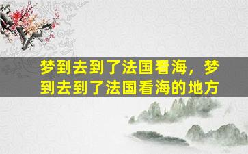 梦到去到了法国看海，梦到去到了法国看海的地方