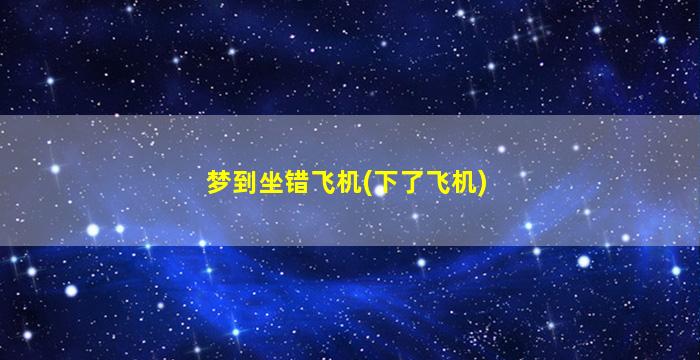 梦到坐错飞机(下了飞机)