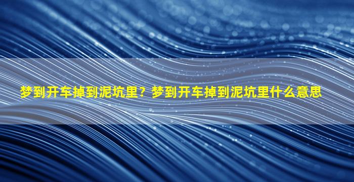 梦到开车掉到泥坑里？梦到开车掉到泥坑里什么意思