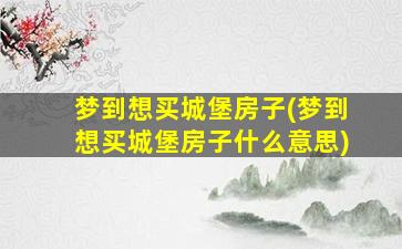 梦到想买城堡房子(梦到想买城堡房子什么意思)