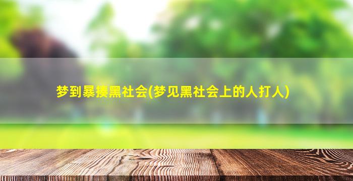 梦到暴揍黑社会(梦见黑社会上的人打人)