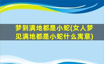 梦到满地都是小蛇(女人梦见满地都是小蛇什么寓意)