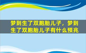 梦到生了双胞胎儿子，梦到生了双胞胎儿子有什么预兆