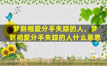 梦到相爱分手失踪的人，梦到相爱分手失踪的人什么意思