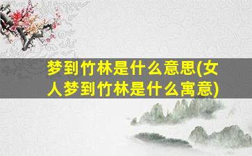 梦到竹林是什么意思(女人梦到竹林是什么寓意)