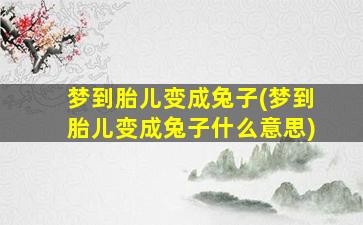 梦到胎儿变成兔子(梦到胎儿变成兔子什么意思)