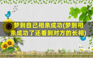 梦到自己相亲成功(梦到相亲成功了还看到对方的长相)