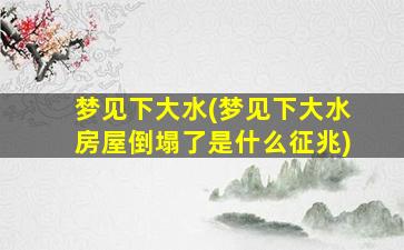 梦见下大水(梦见下大水房屋倒塌了是什么征兆)