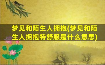 梦见和陌生人拥抱(梦见和陌生人拥抱特舒服是什么意思)