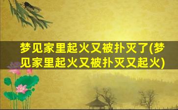 梦见家里起火又被扑灭了(梦见家里起火又被扑灭又起火)