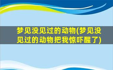 梦见没见过的动物(梦见没见过的动物把我惊吓醒了)