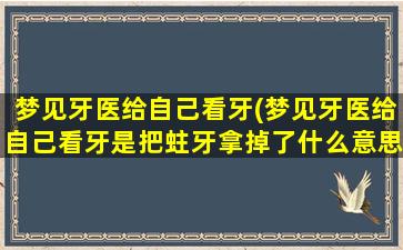 梦见牙医给自己看牙(梦见牙医给自己看牙是把蛀牙拿掉了什么意思)