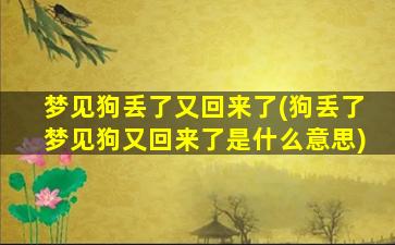 梦见狗丢了又回来了(狗丢了梦见狗又回来了是什么意思)