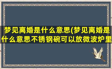 梦见离婚是什么意思(梦见离婚是什么意思不锈钢碗可以放微波炉里热到吗)