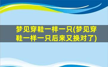 梦见穿鞋一样一只(梦见穿鞋一样一只后来又换对了)