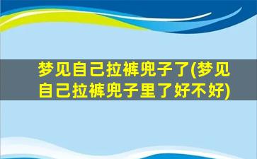 梦见自己拉裤兜子了(梦见自己拉裤兜子里了好不好)