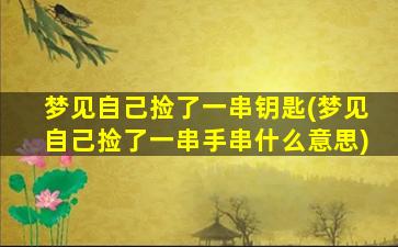 梦见自己捡了一串钥匙(梦见自己捡了一串手串什么意思)