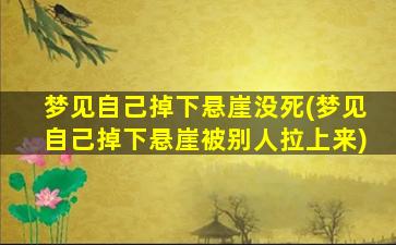 梦见自己掉下悬崖没死(梦见自己掉下悬崖被别人拉上来)