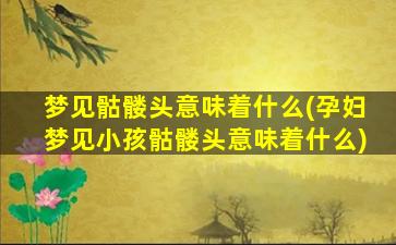 梦见骷髅头意味着什么(孕妇梦见小孩骷髅头意味着什么)