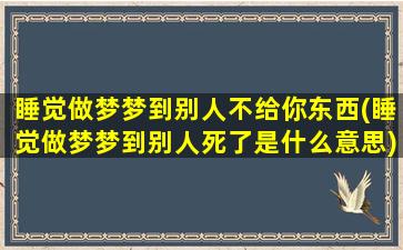 睡觉做梦梦到别人不给你东西(睡觉做梦梦到别人死了是什么意思)