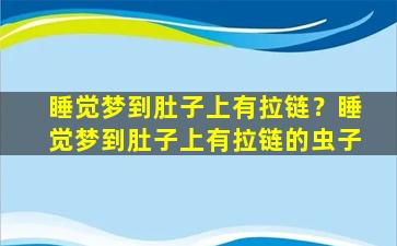 睡觉梦到肚子上有拉链？睡觉梦到肚子上有拉链的虫子